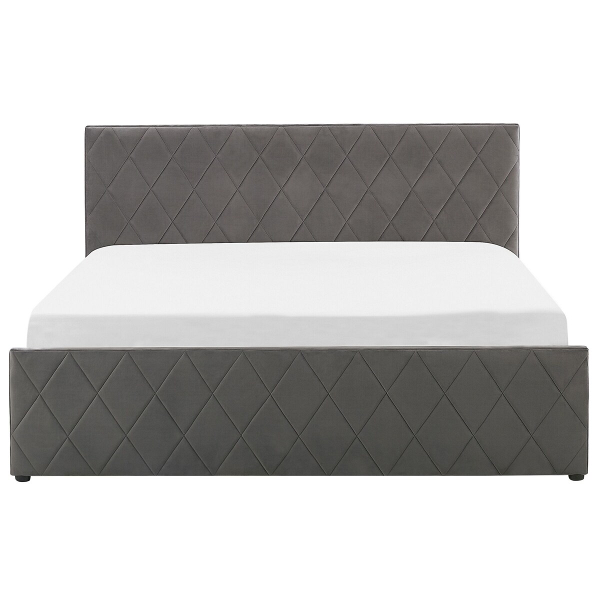 Łóżko z pojemnikiem welurowe 180 x 200 cm szare ROCHEFORT