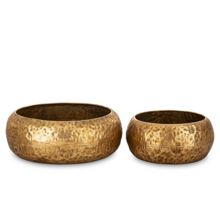 Osłonka metalowa 2 szt. 14x35 i 12,5x26 cm MERIDA złota