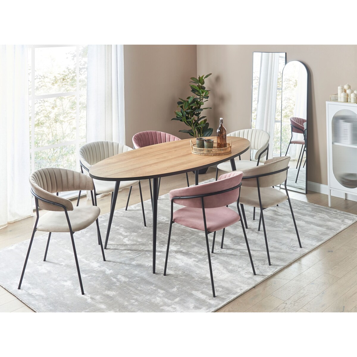 2 krzesła do jadalni welurowe beżowoszare MARIPOSA