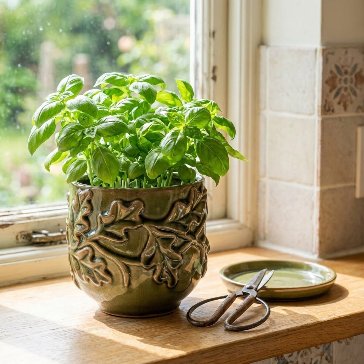 DONICZKA CERAMICZNA NA BALKON TARAS ZIELONA 14cm NA BONSAI BALKON TARAS