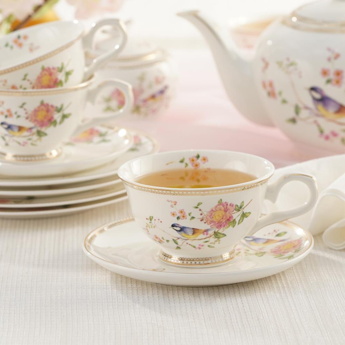 VILLA ITALIA Serwis do herbaty na 6 osób porcelanowy Zestaw prezentowy BEL FIORE