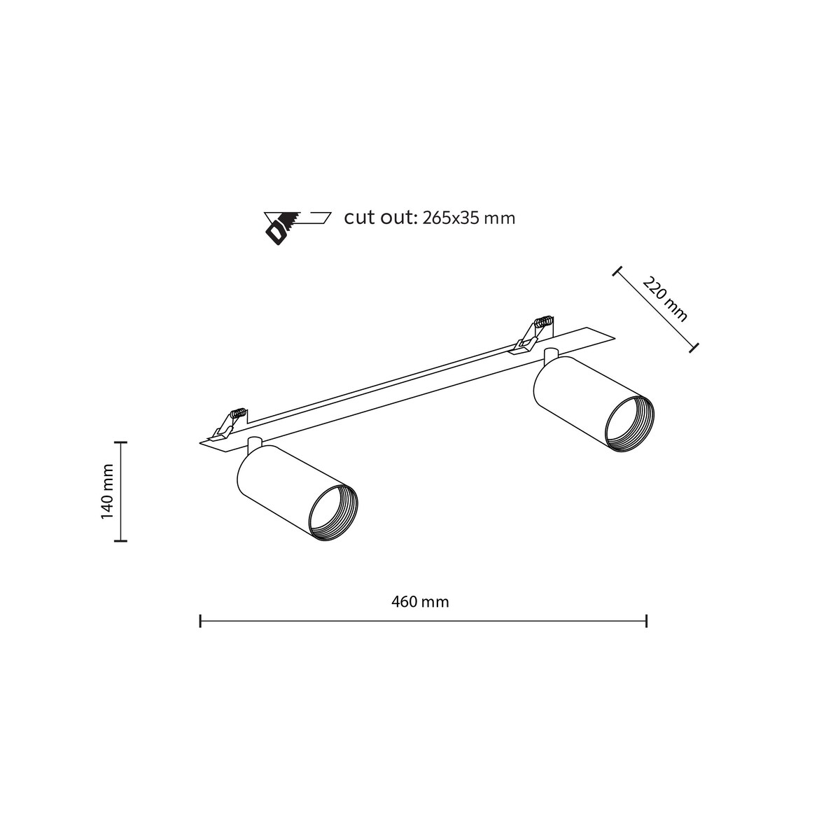 Lampa podtynkowa reflektor podwójny TK Lighting AMIS BLACK 10807 GU10 czarna