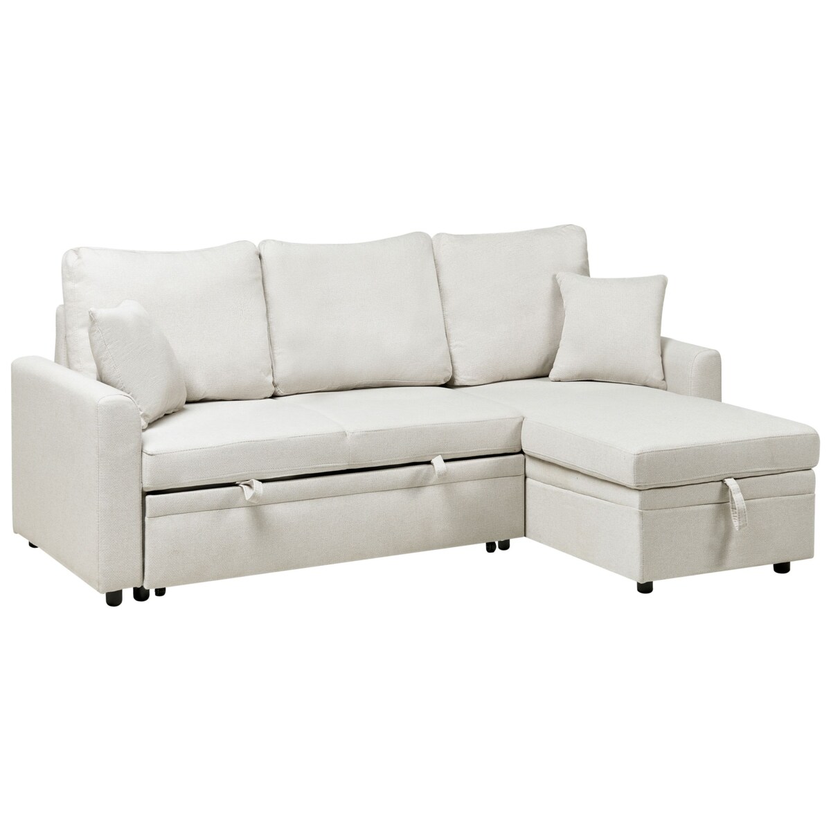 Narożnik rozkładany NASSJO Len syntetyczny Jasnobeżowy dla 3 osób Lewostronny