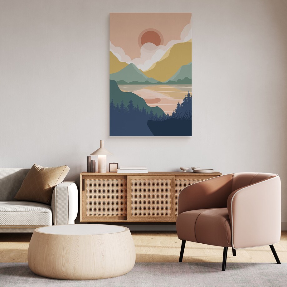 OBRAZ DO SYPIALNI LAS GÓRY PEJZAŻ STYL BOHO NATURA ABSTRAKCJA 80x120cm