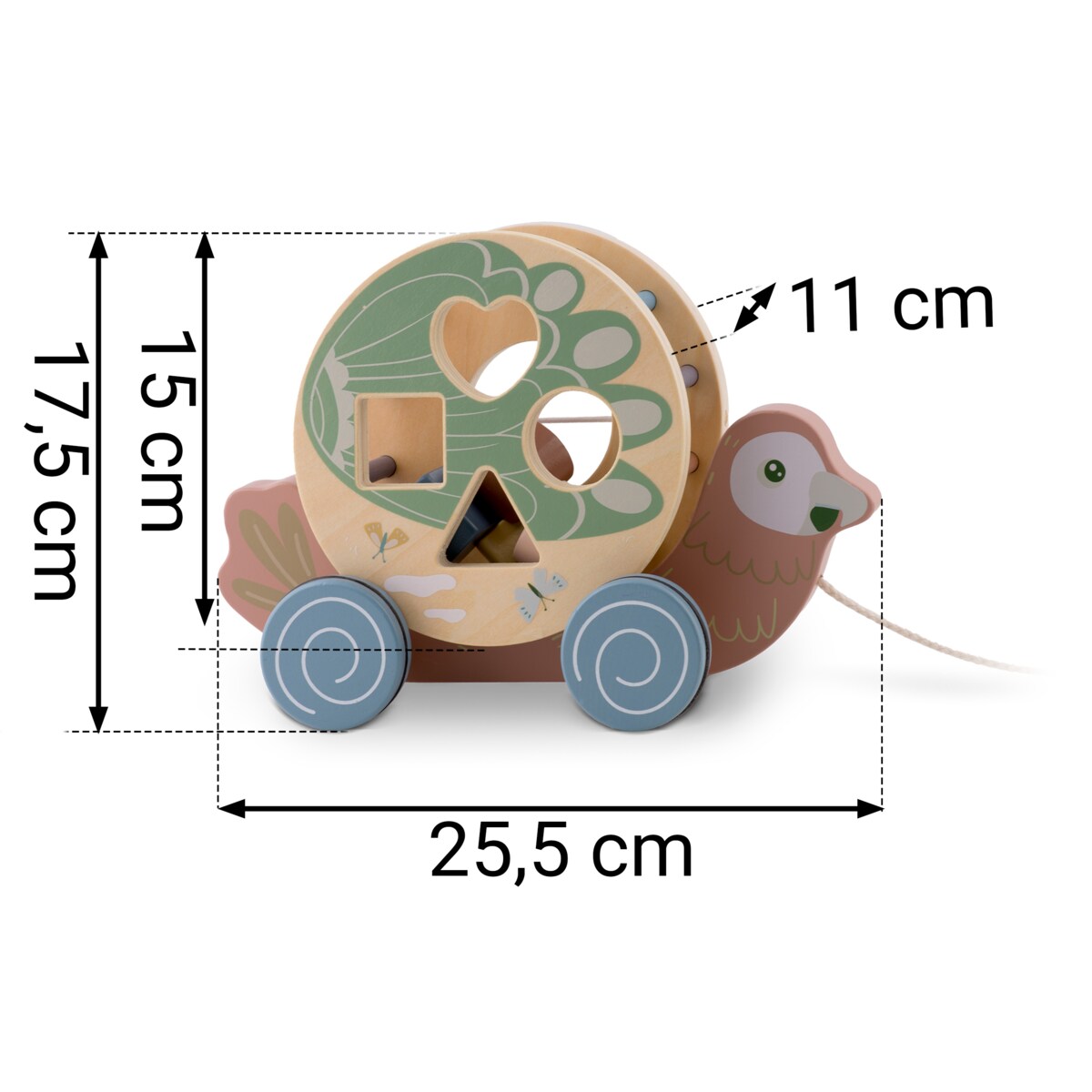 Zabawka drewniana do ciągnięcia sorter klocki papuga Nukido