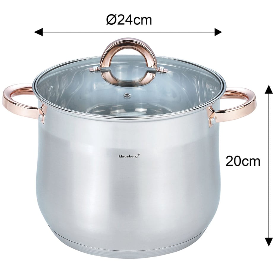 Garnek stalowy gastronomiczny duży 8.6L 24cm Rose Gold KLAUSBERG