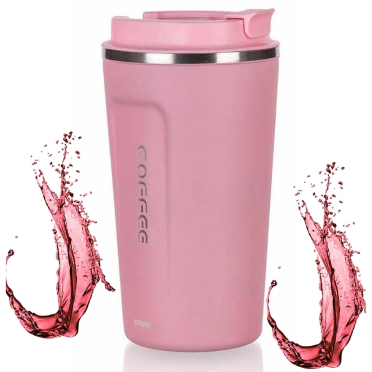 KUBEK PODRÓŻNY TERMICZNY termos 450 ml RÓŻOWY na kawę herbatę do pracy auta