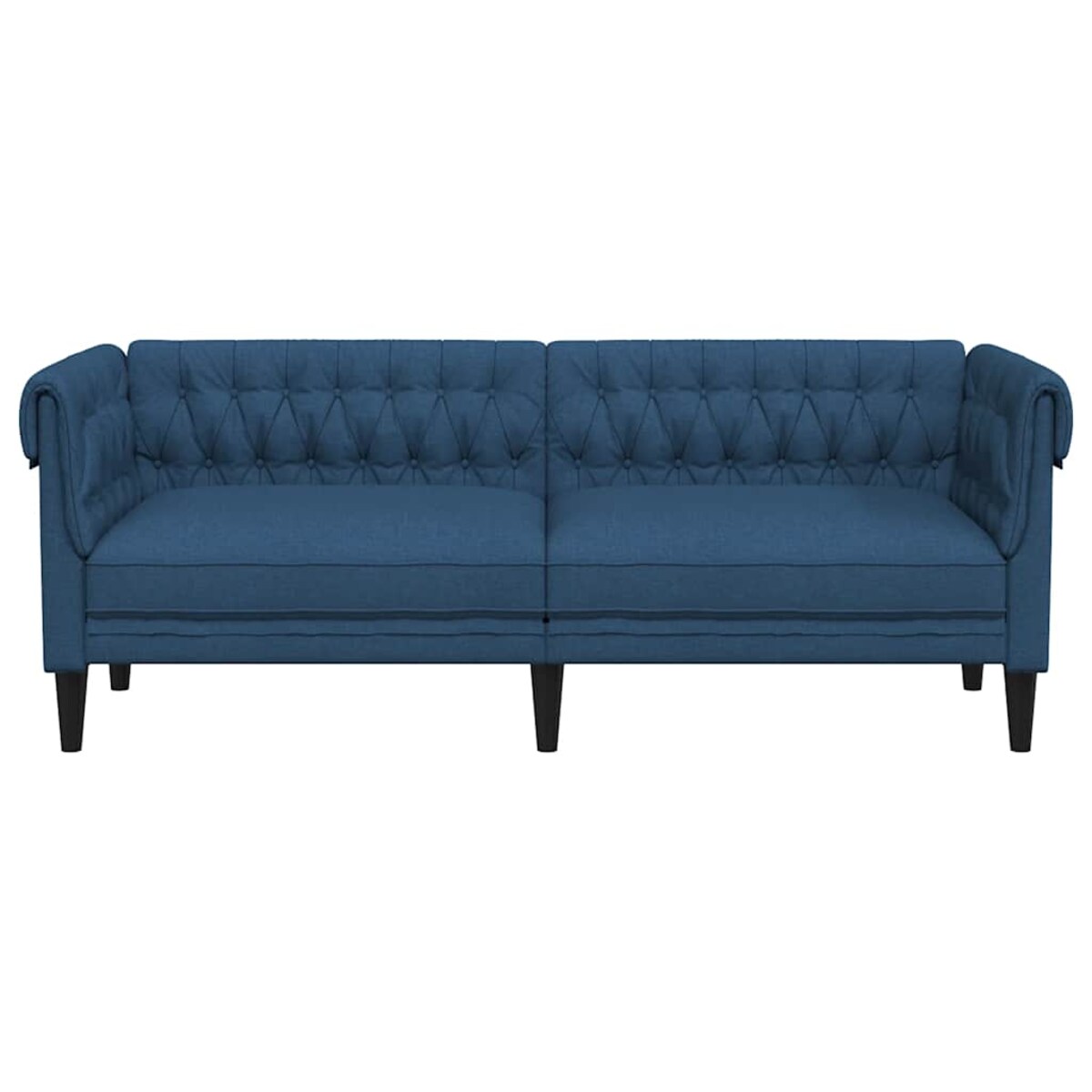 vidaXL Sofa Chesterfield, trzyosobowa, niebieska, obita tkaniną