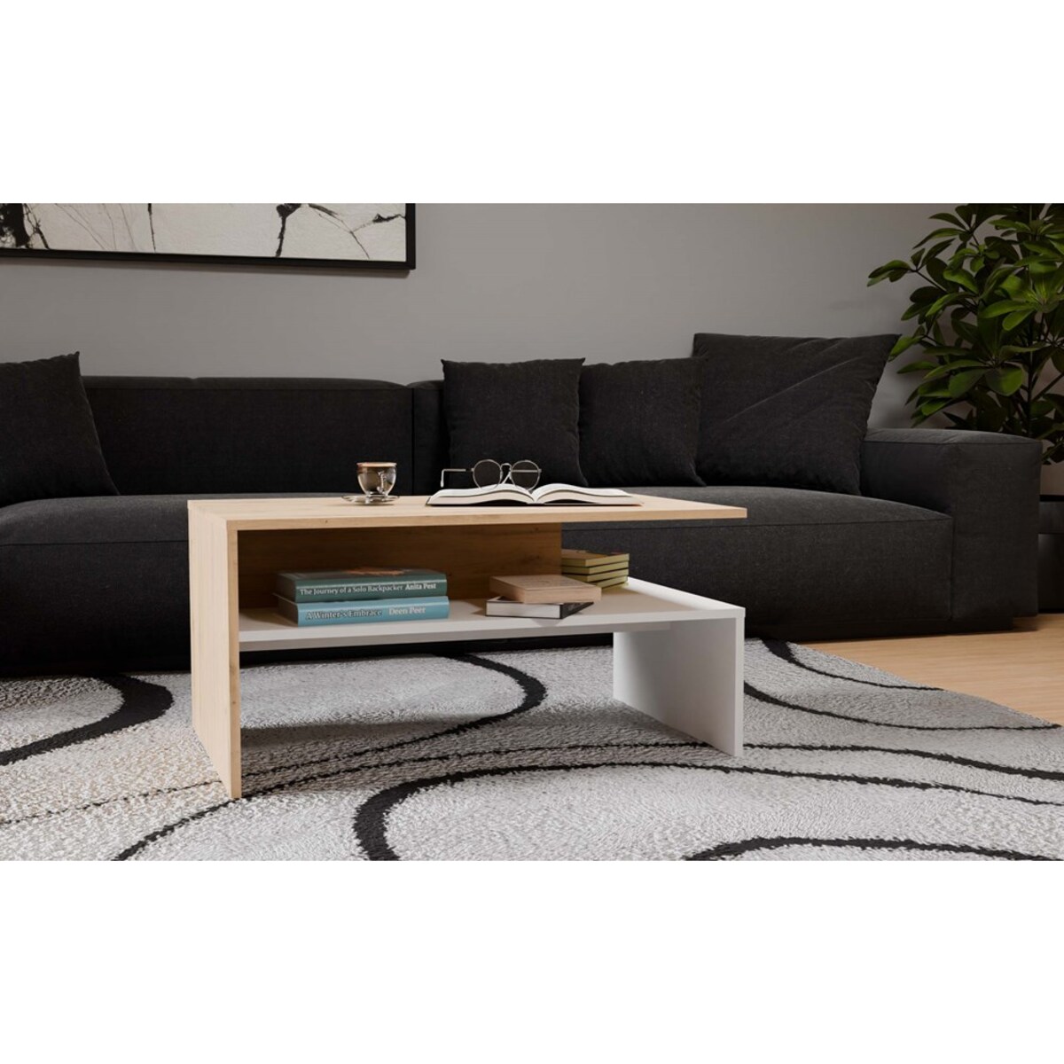 Ława Boston artisan biel stolik kawowy półki