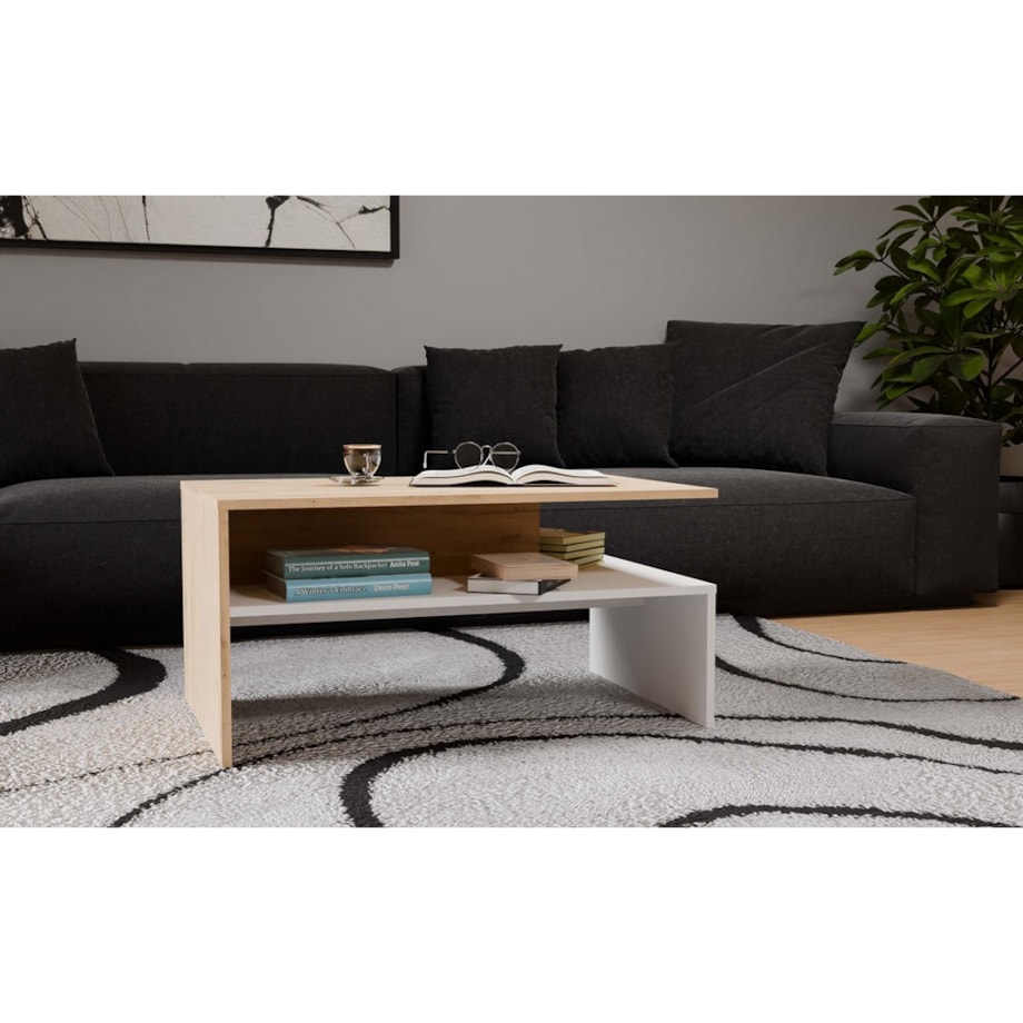 Ława Boston artisan biel stolik kawowy półki