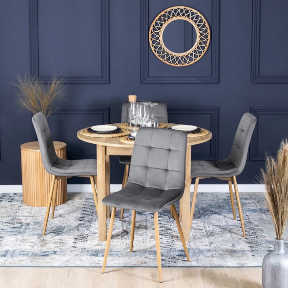 Krzesło Tapicerowane Welurowe Kuchenne Do Jadalni Salonu Szary FREDY