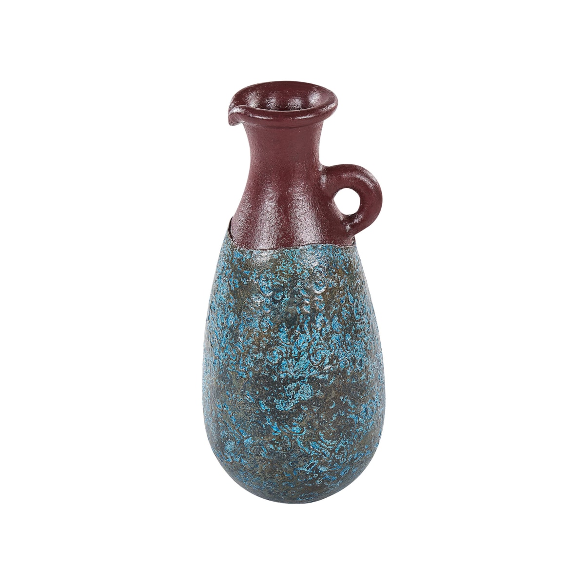 Wazon dekoracyjny z terakoty 40 cm niebiesko-brązowy VELIA