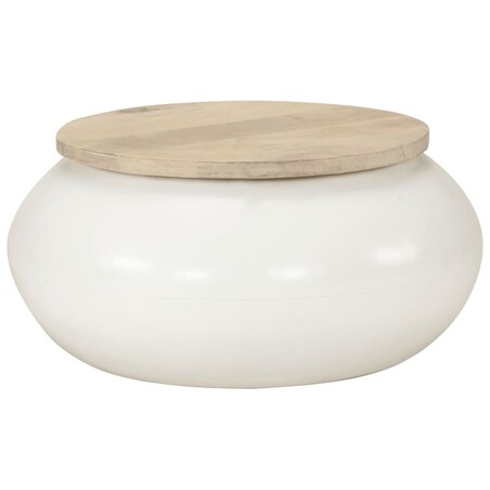 vidaXL Stolik kawowy, biały, 51x51x27 cm, lite drewno mango