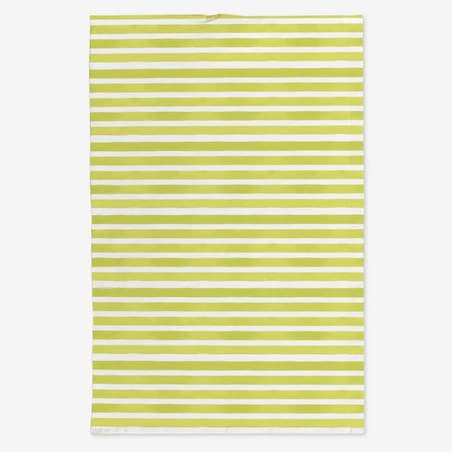 Lniany ręcznik kuchenny - jasno-zielone paski