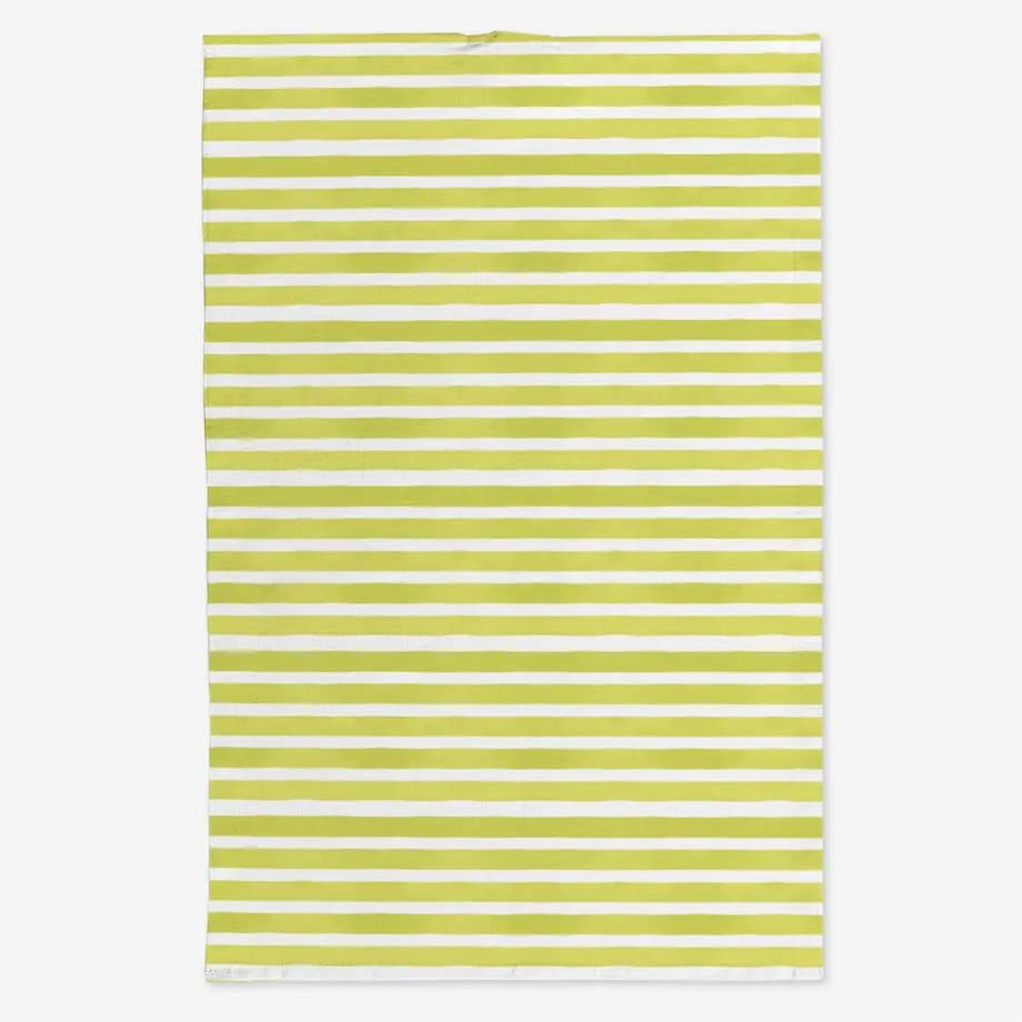 Lniany ręcznik kuchenny - jasno-zielone paski