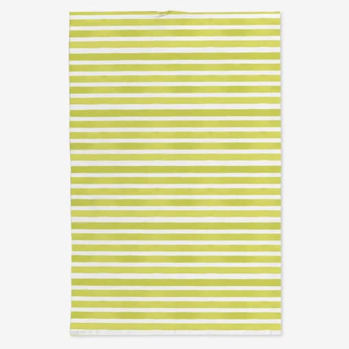 Lniany ręcznik kuchenny - jasno-zielone paski