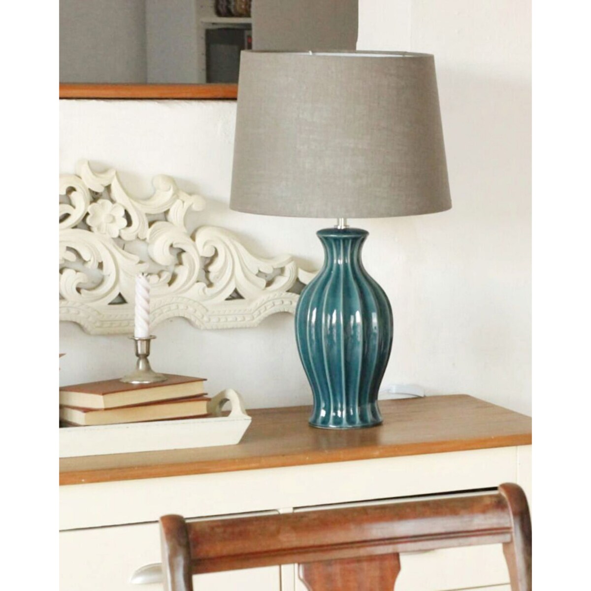 Lampka nocna ceramiczna zielona SAMINA