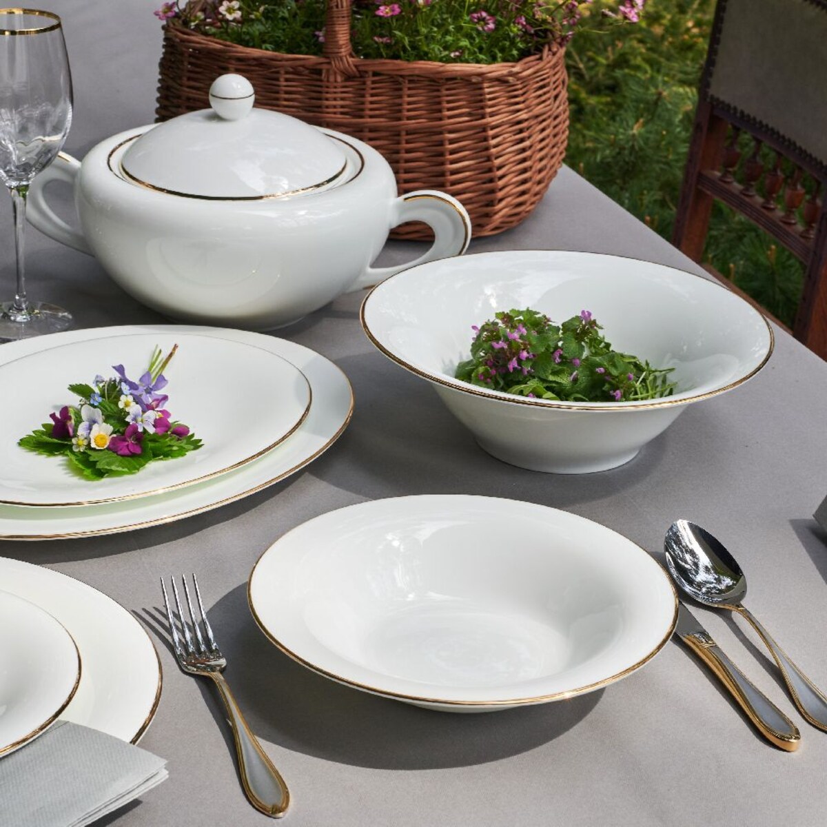 VILLA ITALIA Serwis obiadowy porcelanowy na 12 osób NAOMI GOLD