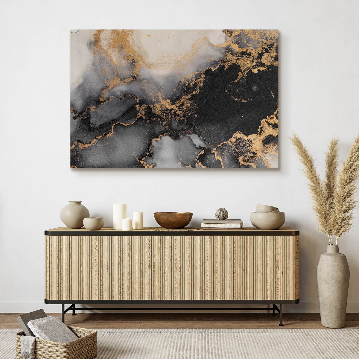 Obraz na płótnie Czarny marmur ze złotem 70x50cm