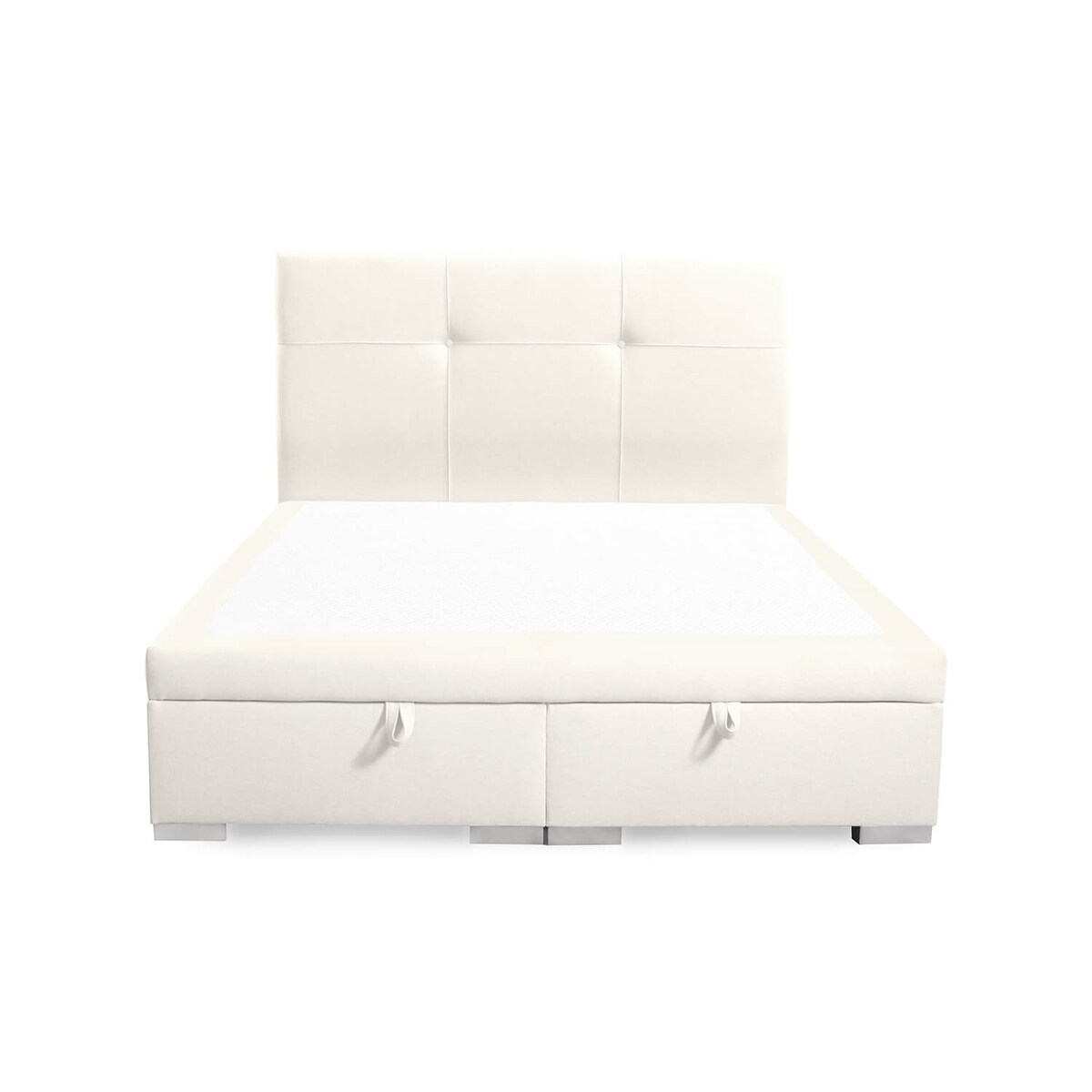 Łóżko tapicerowane BEHATI 180x200 z pojemnikiem, Kremowy, tkanina Megan 351