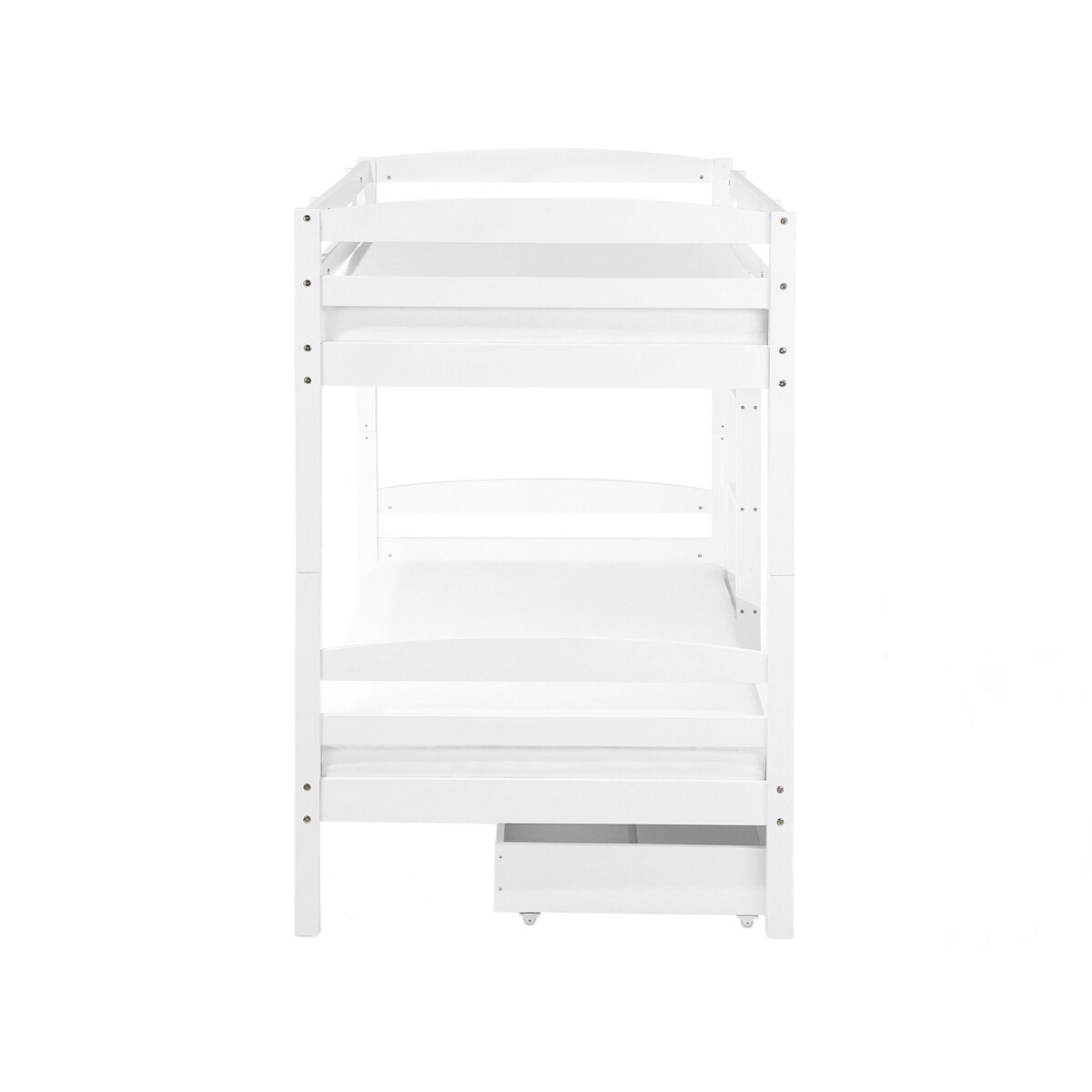 Łóżko piętrowe z szufladami drewniane 90 x 200 cm białe REGAT