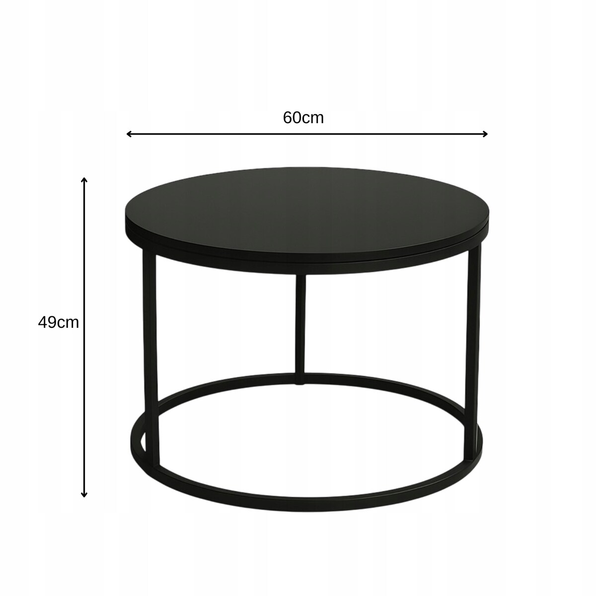Stolik Kawowy CZARNY 60 cm Metal Minimalizm Industrialny Styl SOFT LOFT