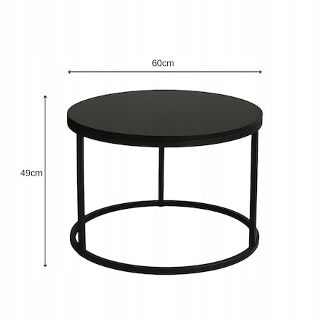 Stolik Kawowy CZARNY 60 cm Metal Minimalizm Industrialny Styl SOFT LOFT