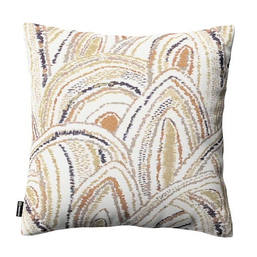 Poszewka Kinga na poduszkę 43x43 oliwkowo-pomarańczowe łuki na kremowym tle