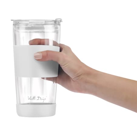 Kubek termiczny szklany ze słomką 600 ml biały Fuori 30404