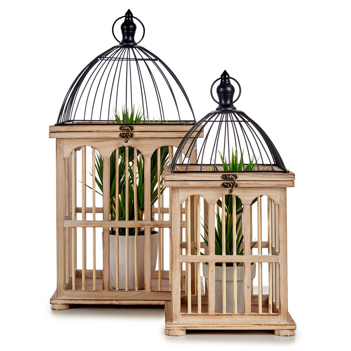 Drewniane klatki dekoracyjne, zestaw 2 szt.