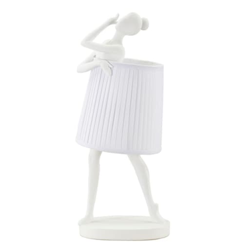 Lampa stołowa Ballet, kolor biały, żywica syntetyczna, żelazo i tkanina, 29 x 25 x 62,5 cm, 1 x E14, max. 40 W, do salonu i sypialni, Mauro Ferretti