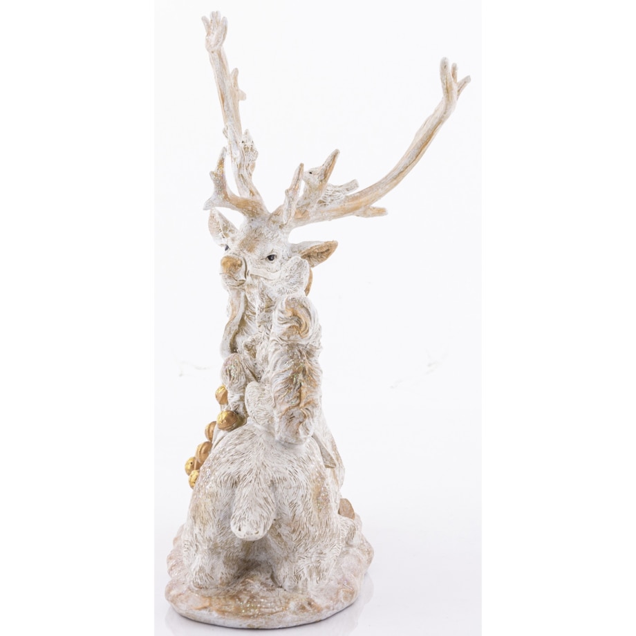 Dekoracja - leżący renifer i zwierzaki 31,5x29x16,5 cm TONAKAI biały