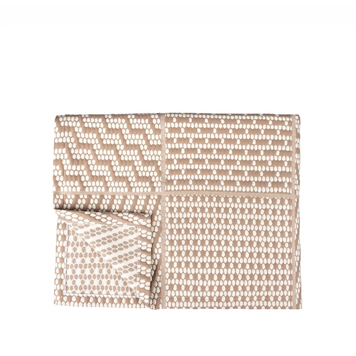 Narzuta na łóżko, pasaż o wymiarach 70x160 cm beżowy w biały wzór