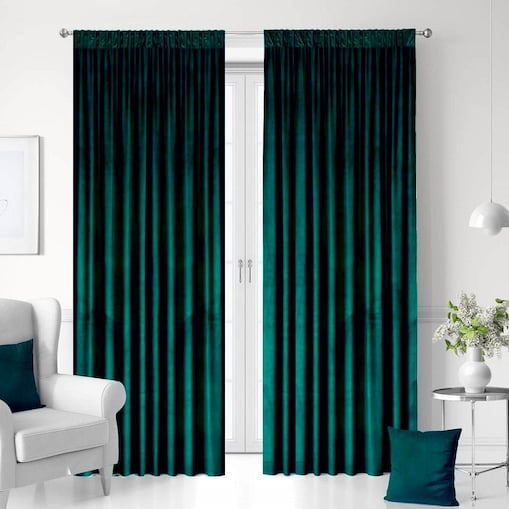 Zasłony gotowe na taśmie welurowe 140x250 SZMARAGDOWY