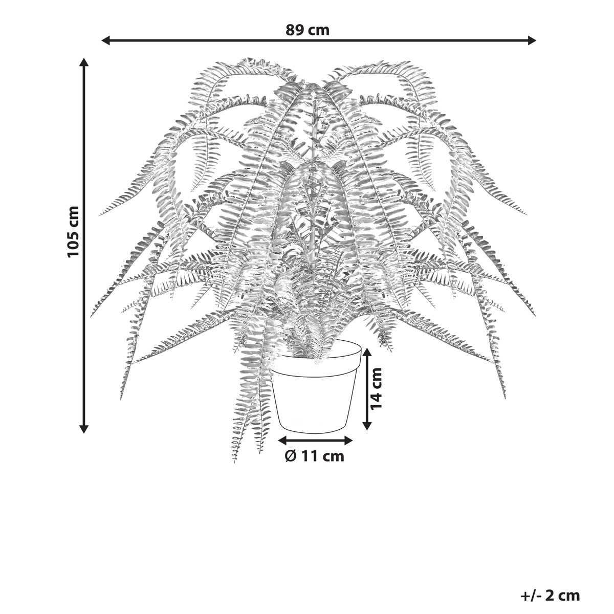 Sztuczna roślina FERN LEAF PLANT 105 cm Zielony