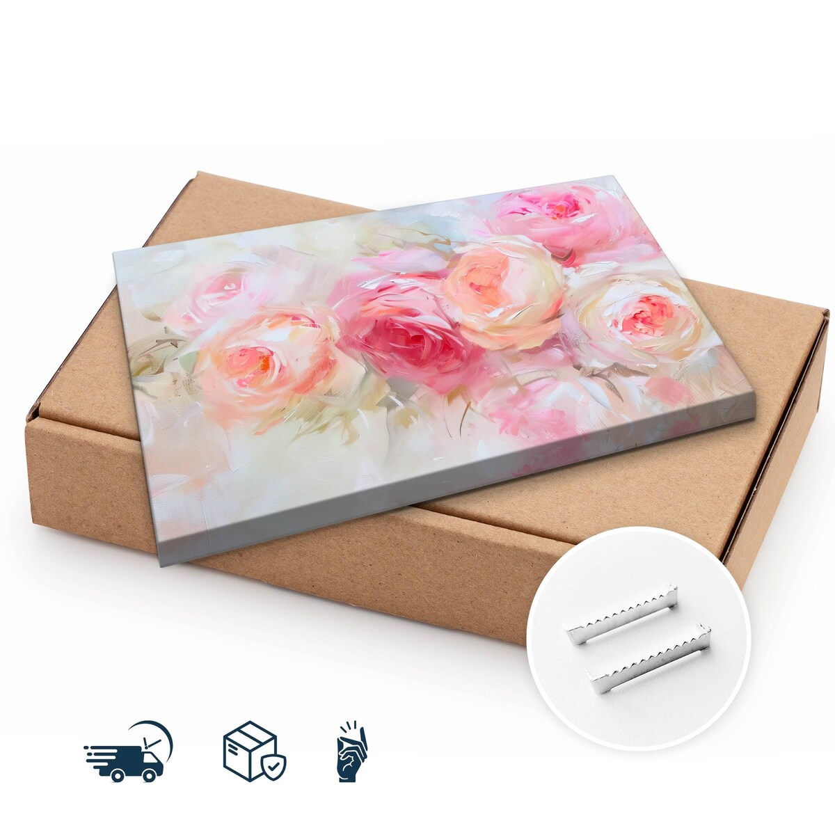 Obraz Do Sypialni Salonu Pastelowe Róże Kwiaty Natura Rośliny 70x50cm