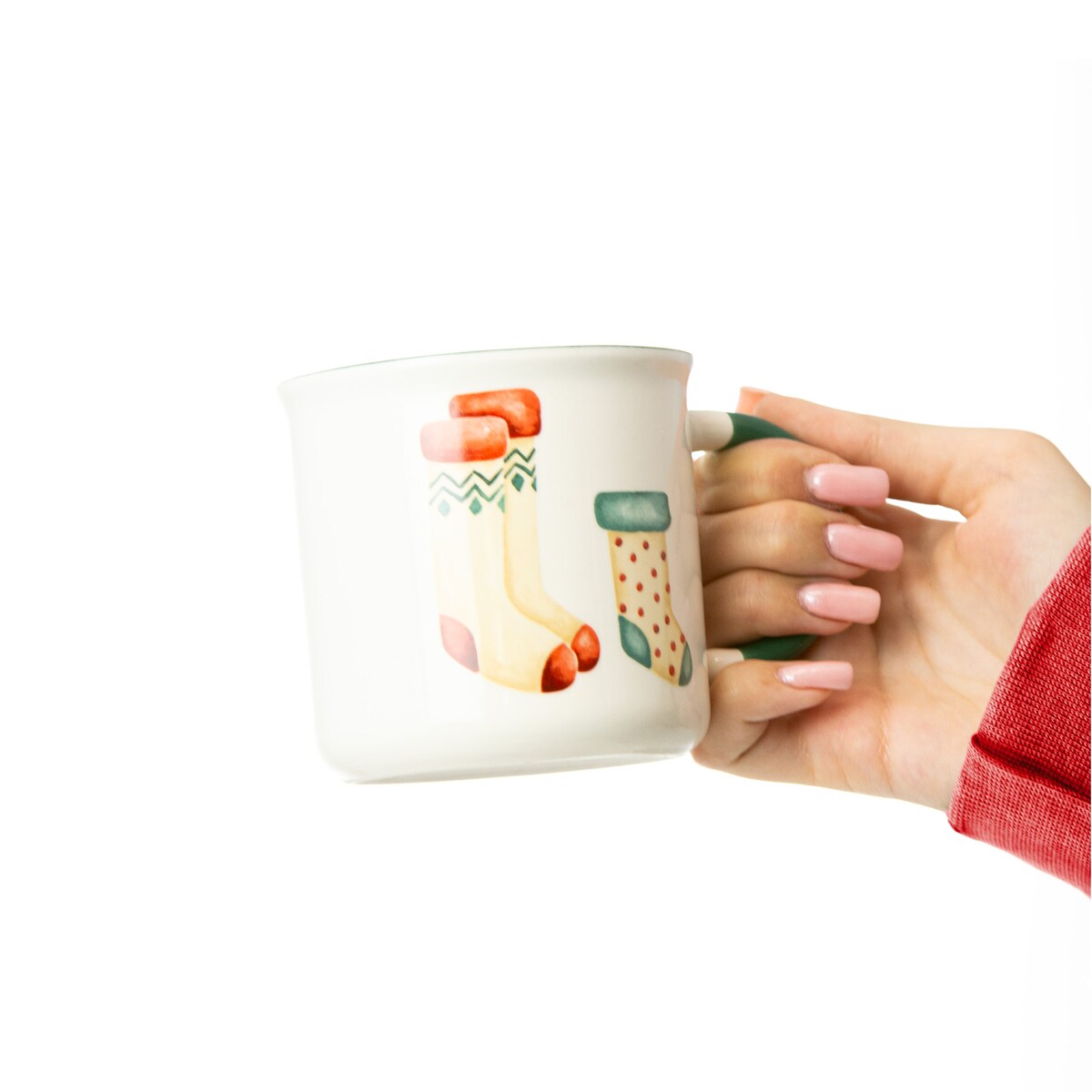 Kubek Świąteczny Ceramiczny Na Prezent 300 Ml Boże Narodzenie Bałwan Skarpety Zestaw 2 Szt