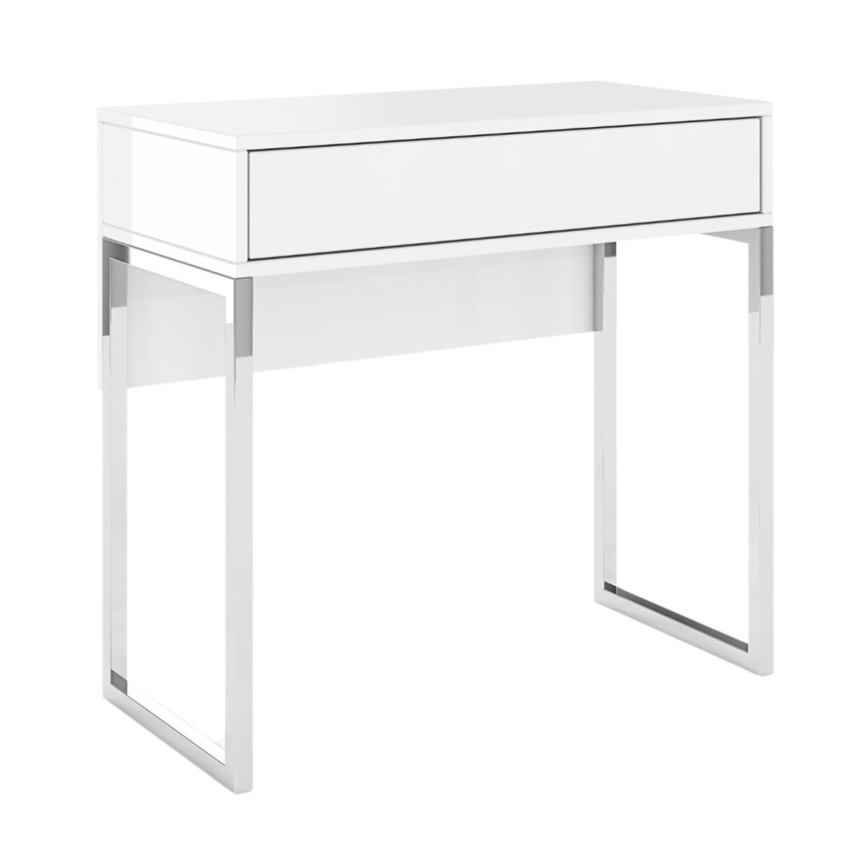 Biała nowoczesna toaletka Dancan EVA ze srebrnym stelażem