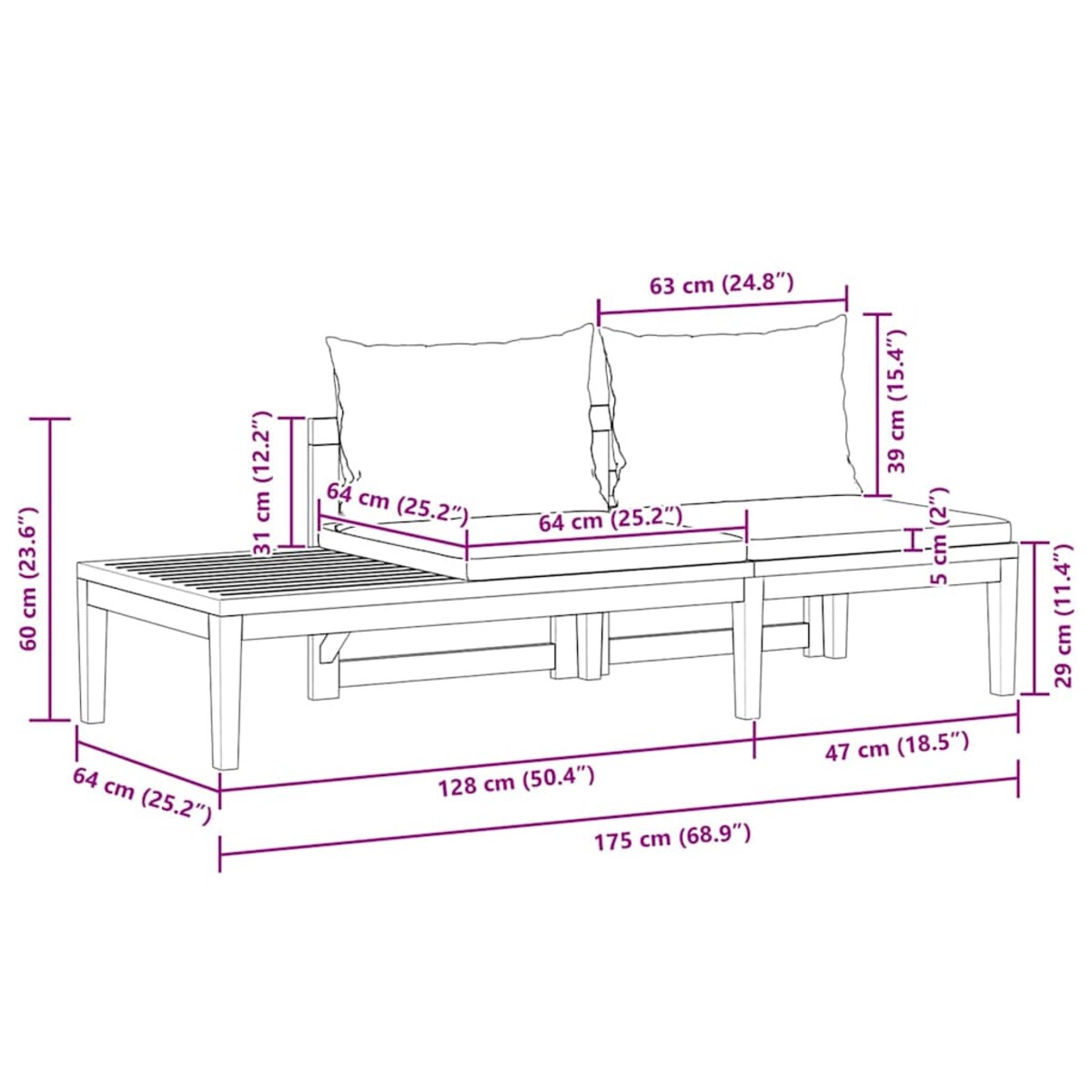 vidaXL Ławka ogrodowa ze stolikiem, kremowe poduszki, drewno akacjowe
