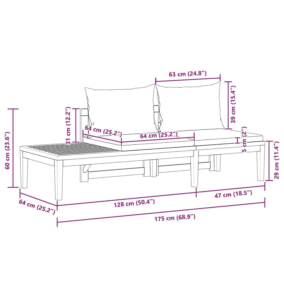 vidaXL Ławka ogrodowa ze stolikiem, kremowe poduszki, drewno akacjowe