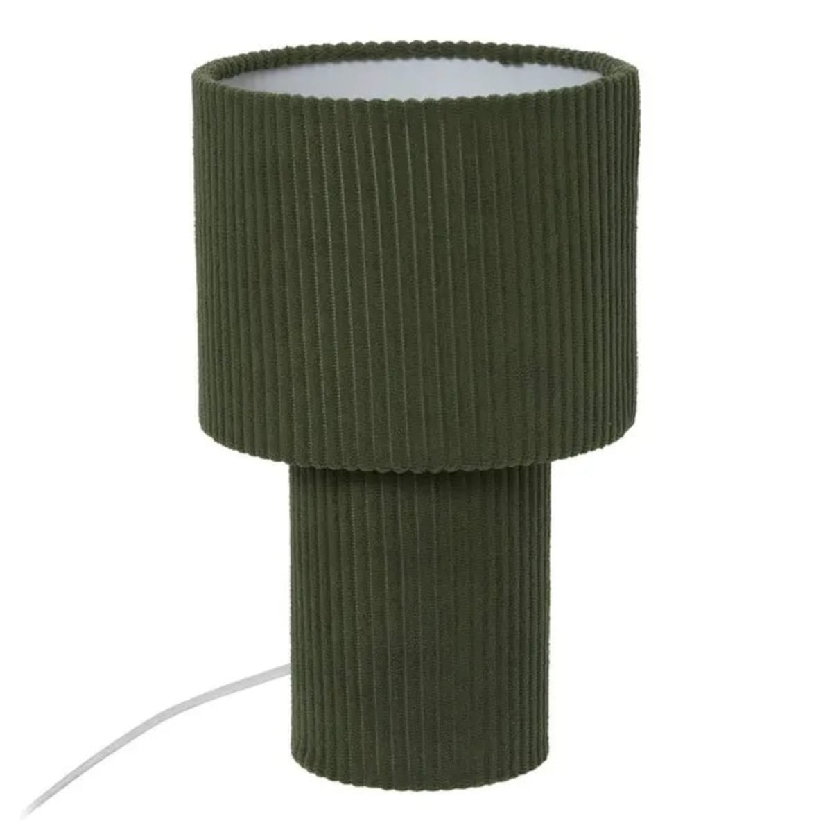 Lampka nocna sztruksowa, zielony khaki, Jolina, 28 cm