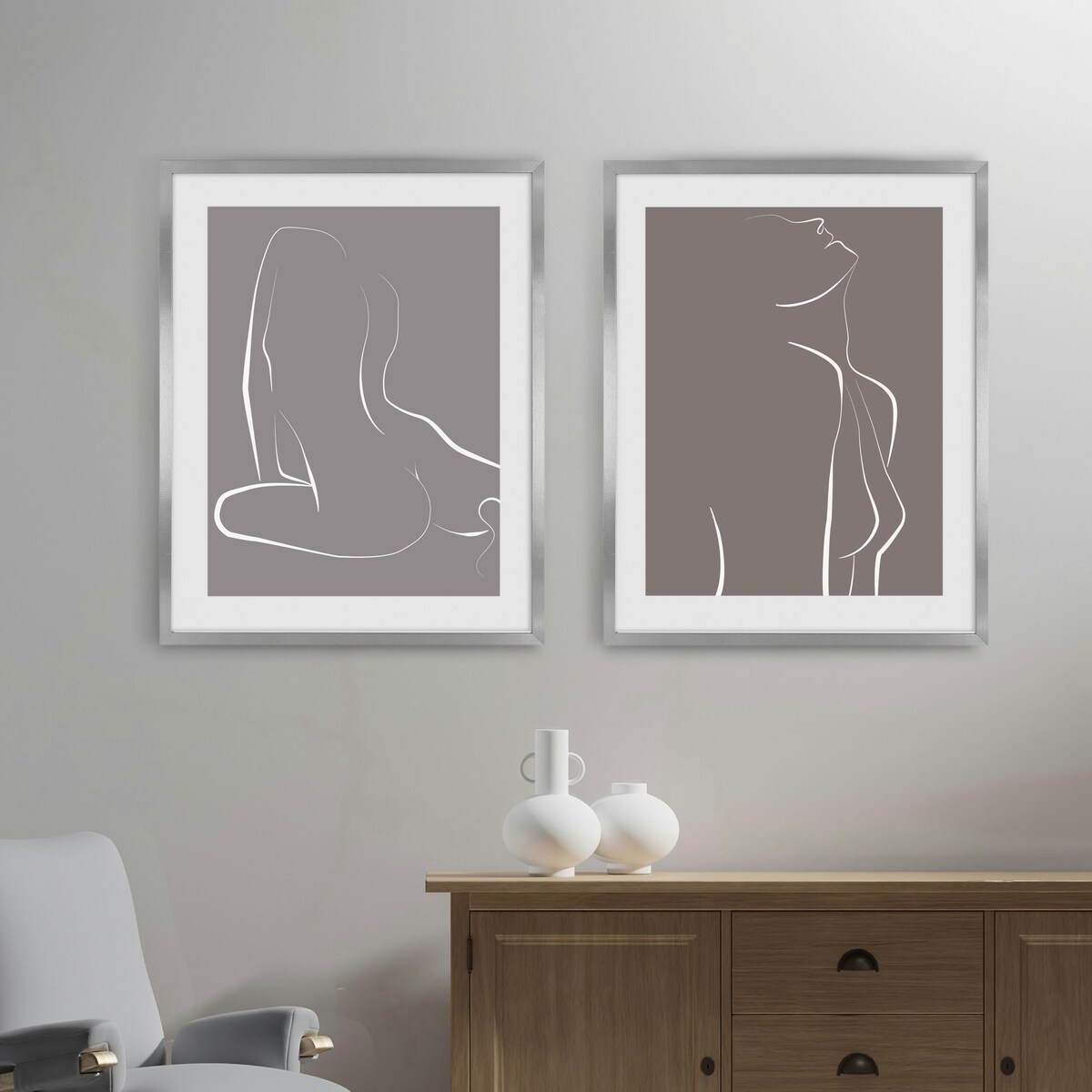 Srebrna ramka na zdjęcia 40x50 cm rama MDF ramki do zdjęć 50x40 cm srebrny FRAMAI®