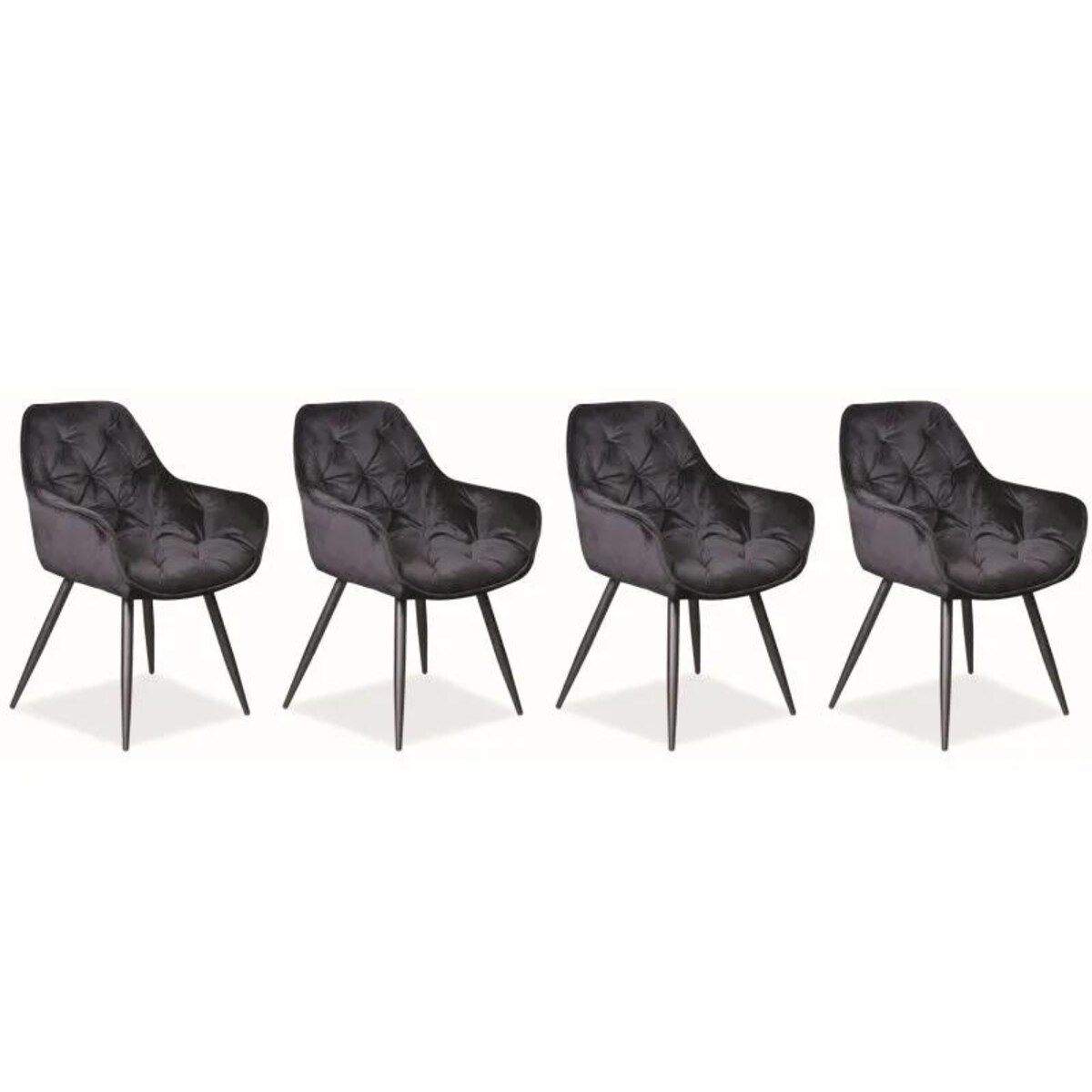 Zestaw krzeseł CHERRY VELVET 4 szt czarne