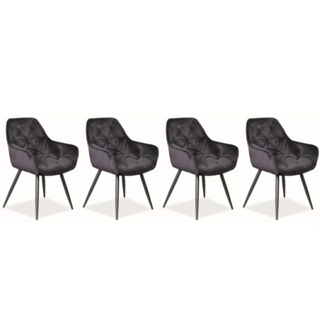 Zestaw krzeseł CHERRY VELVET 4 szt czarne