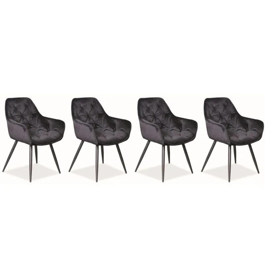 Zestaw krzeseł CHERRY VELVET 4 szt czarne