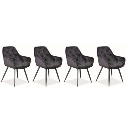 Zestaw krzeseł CHERRY VELVET 4 szt czarne