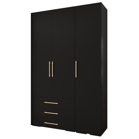 Garderoba wysoka do przedpokoju INOVA 3 Z17 czarny+złoty