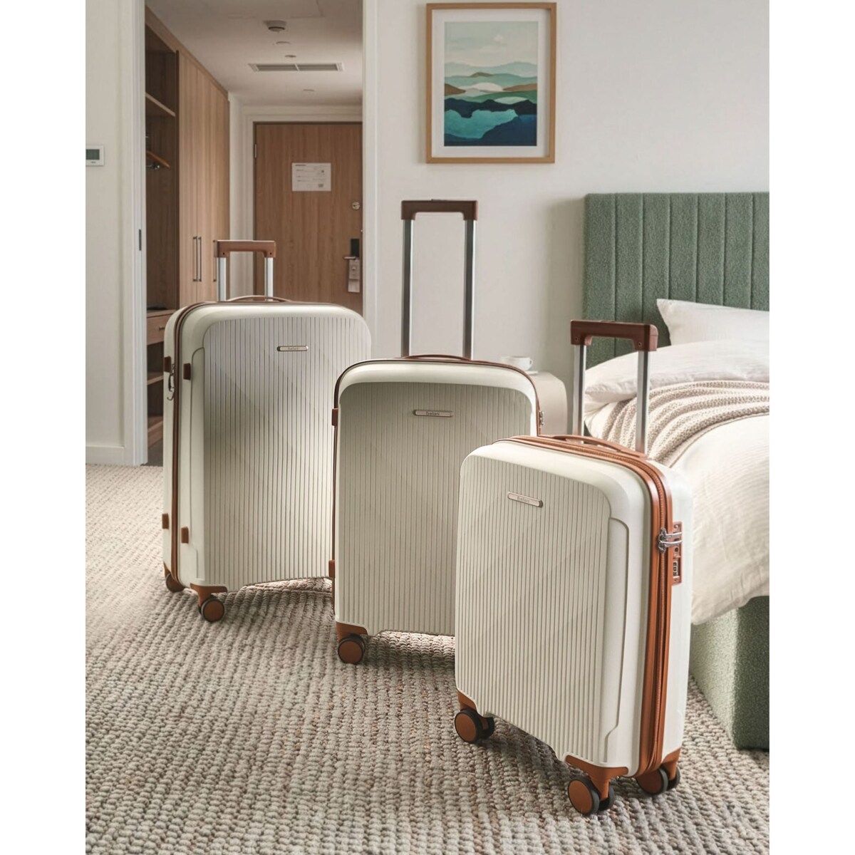 Zestaw 3 walizek TONSAI Złamana biel