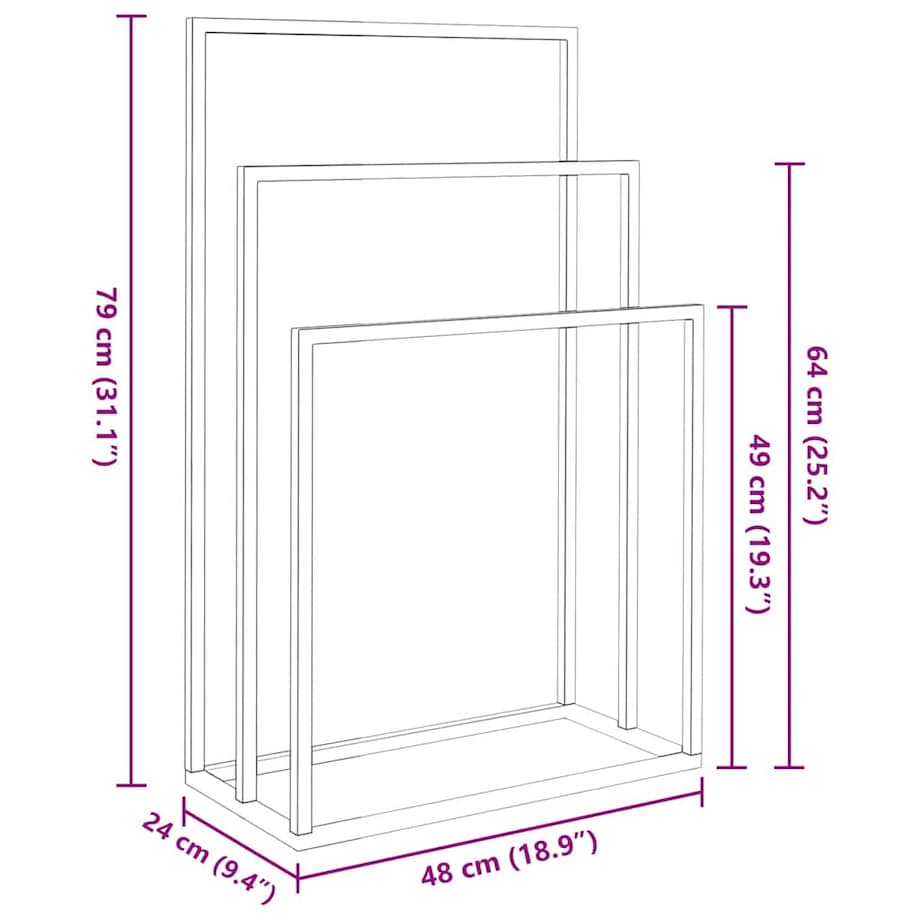 vidaXL Wolnostojący wieszak na ręczniki, czarny, 48x24x79 cm, żelazny