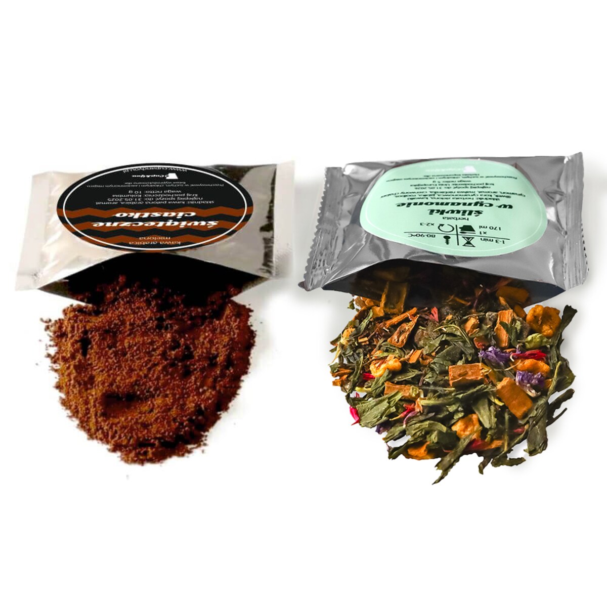 MAXI Kalendarz adwentowy z kawą i herbatą Christmas Countdown - 24 różne saszetki z kawą mieloną i aromatycznym suszem, prezent, upominek, podarunek na Mikołaja Mikołajki